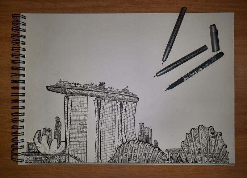 Singapore skyline drawing
